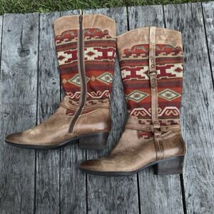 SOFFT Women's Porter Aztec Blanket Wool Leather Harness Tall Knee Boot Sz 9.5M